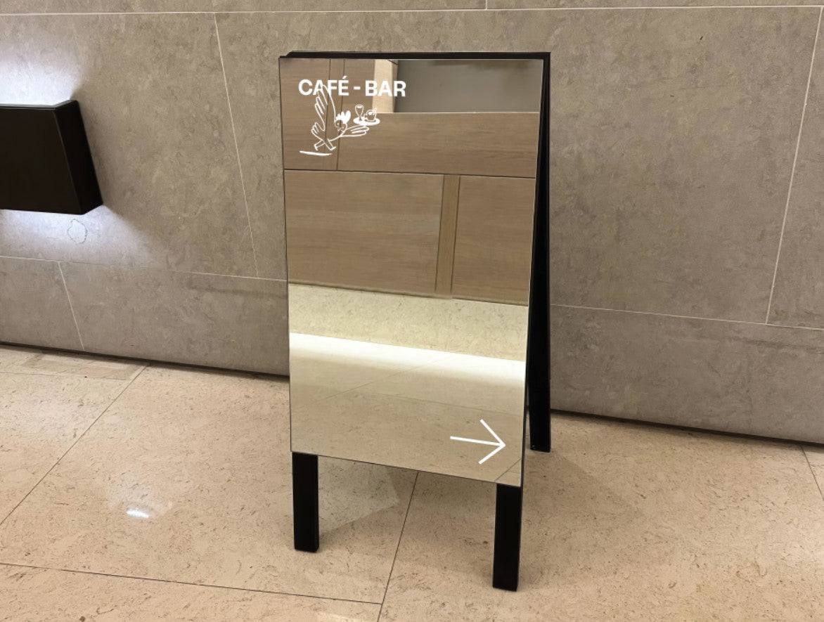Custom Cafe Board | Custom Business Sign | A-Frame Sign | Mirror Engraving | Sandwich Board Sign | Sandwich Board Cafe | Sidewalk Sign